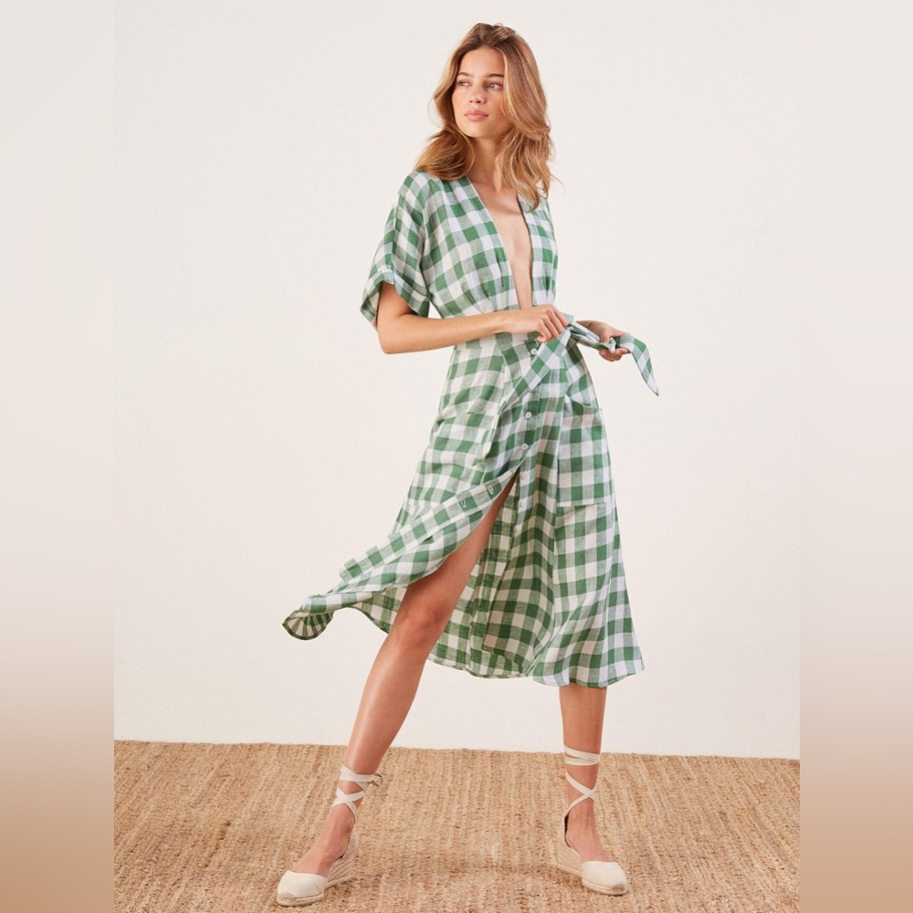 NWOT - Green Checkered Midi Dress